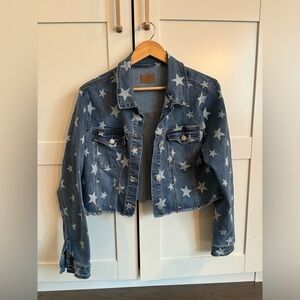 Judy Blue Star Print Jean Jacket Size Large Fourth of July USA Size Large